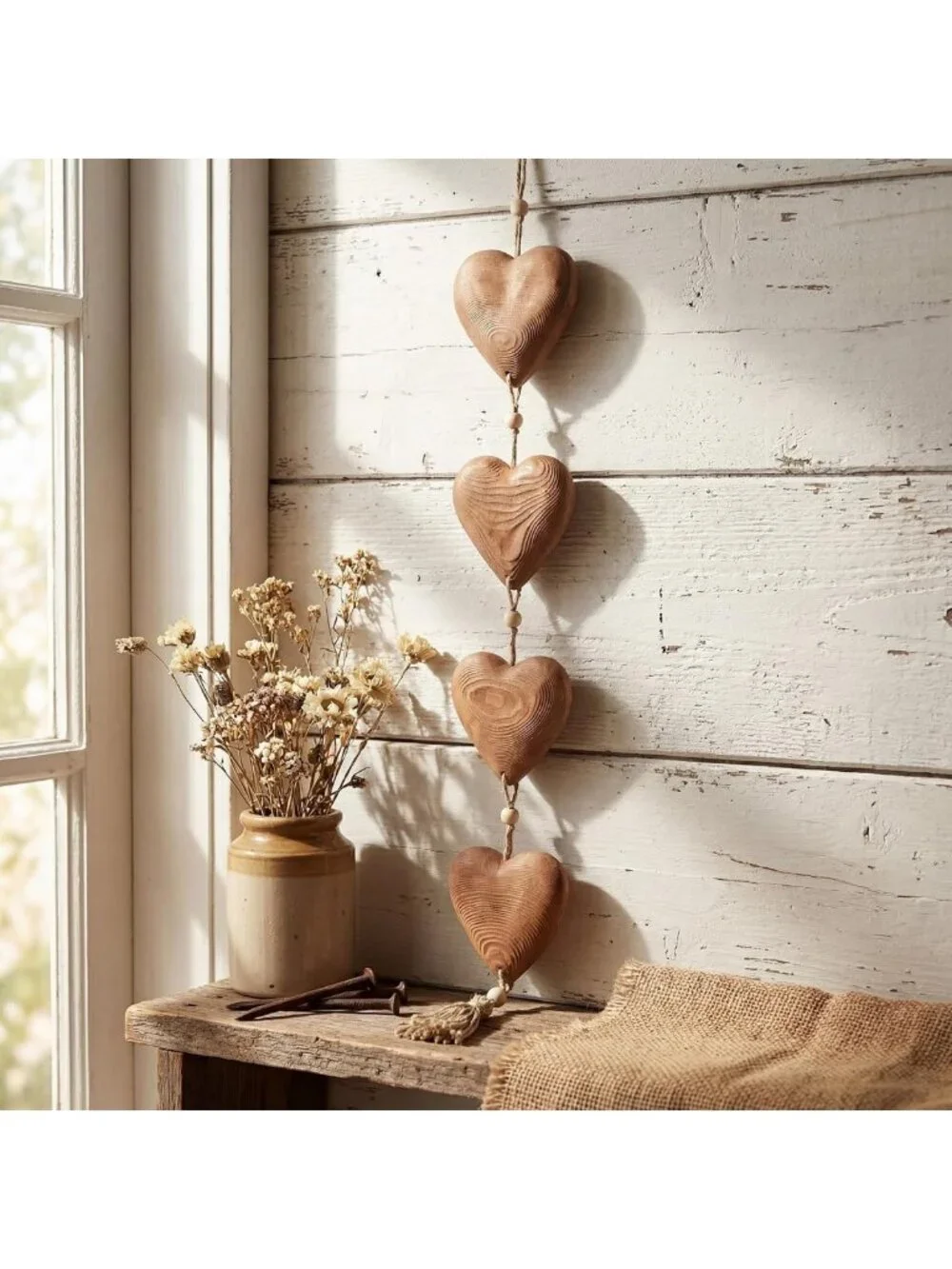 Large Vintage Wooden Heart Wall Decor 31.5